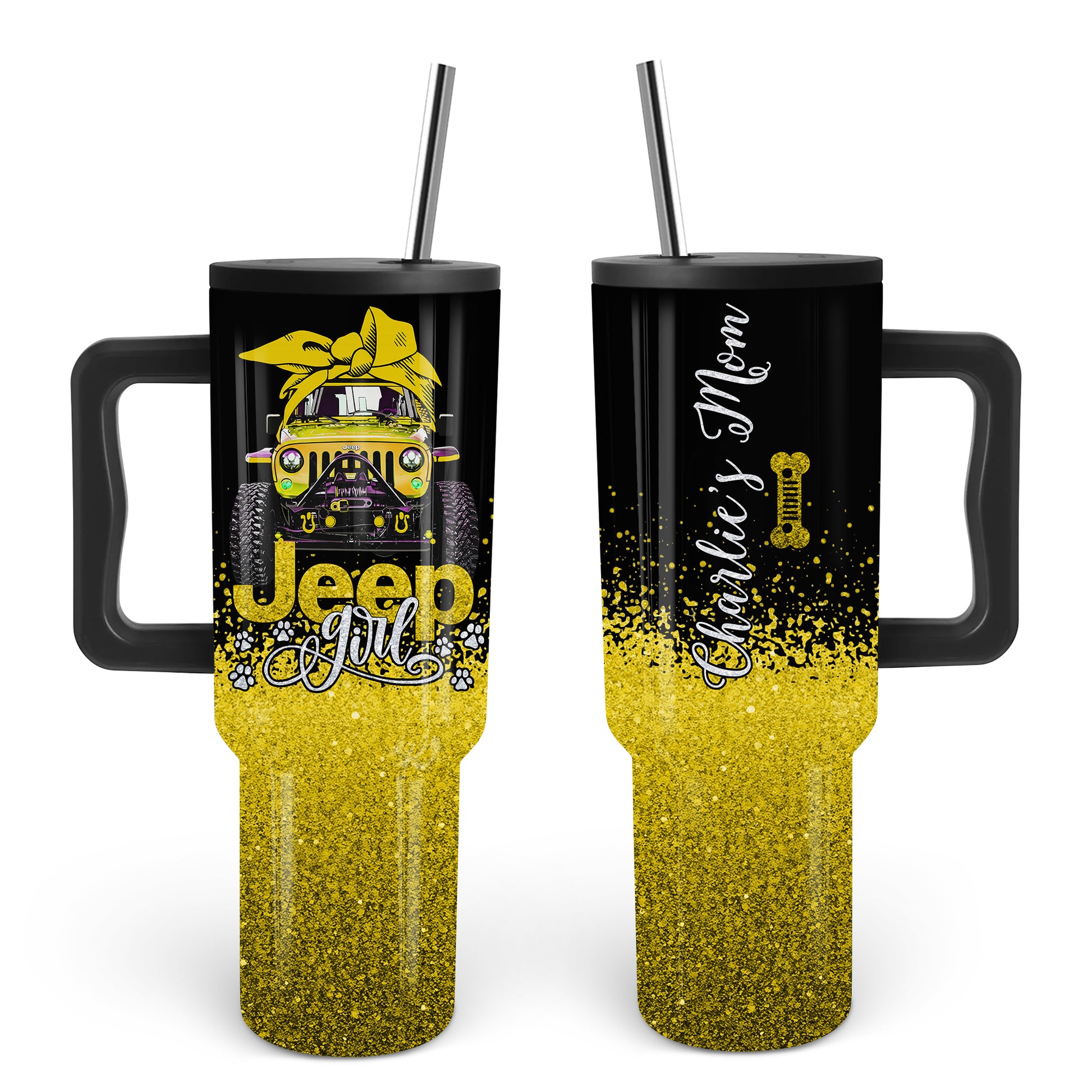 Personalized Multicolor Jeep Dog Girl Epoxy Tumbler 40oz 30oz Supler Store