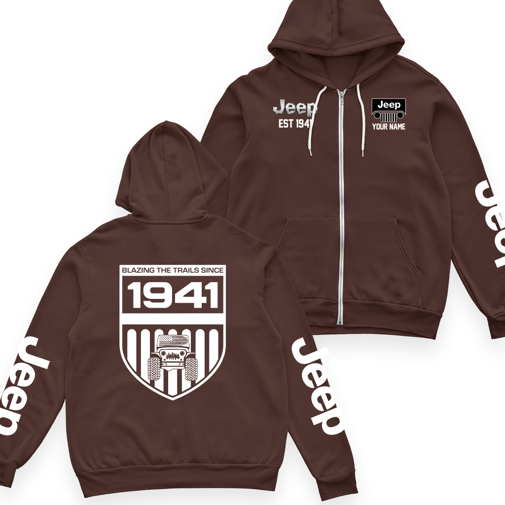 Personalized Jeep Blazing The Trails Since 1941 Fleece Zip Jacket Supler Store