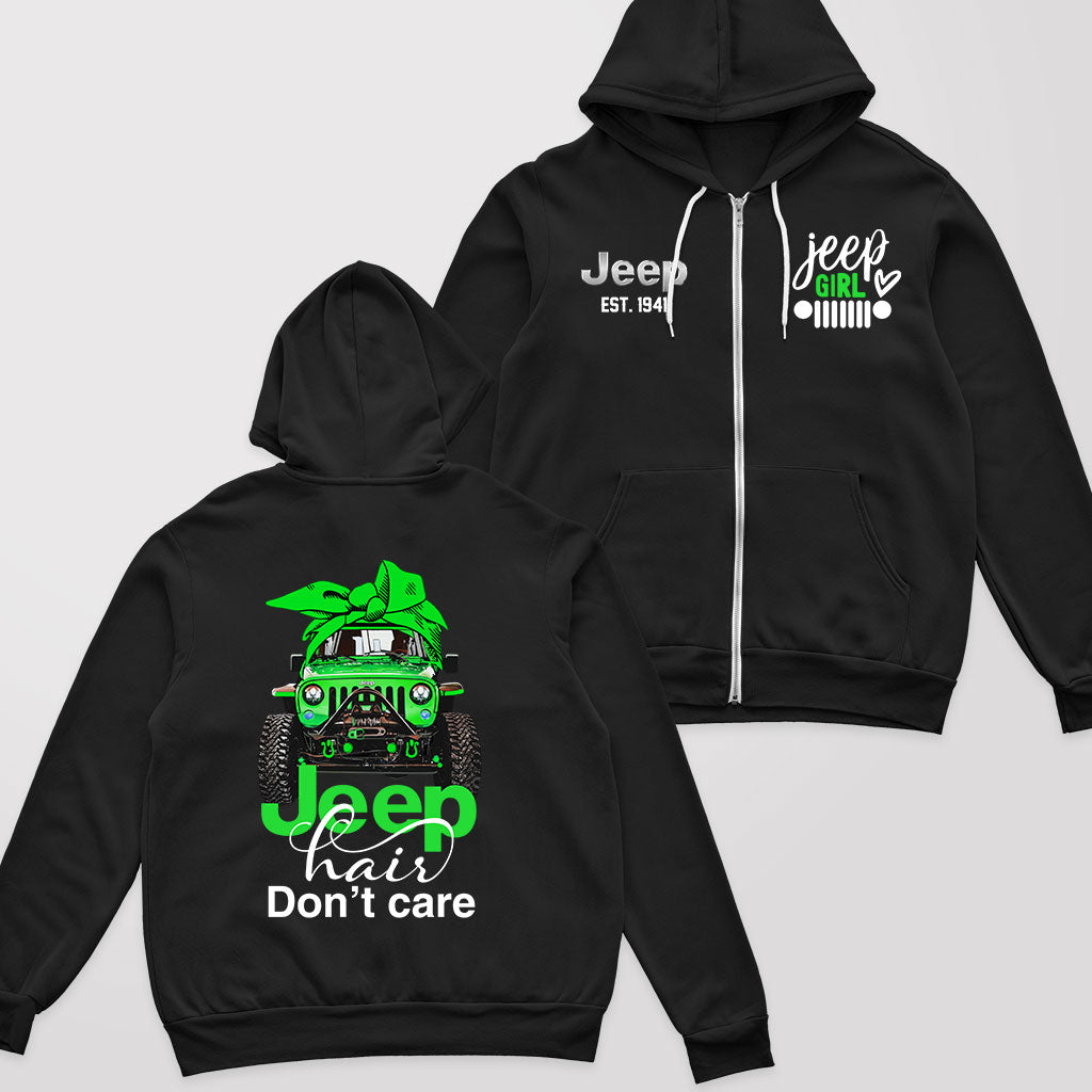 Jeep Hair Don't Care Est 1941 Fleece Zip Hoodie Supler Store