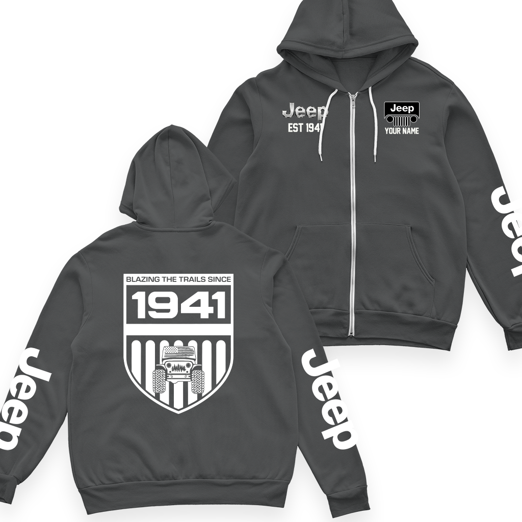 Personalized Jeep Blazing The Trails Since 1941 Fleece Zip Jacket Supler Store