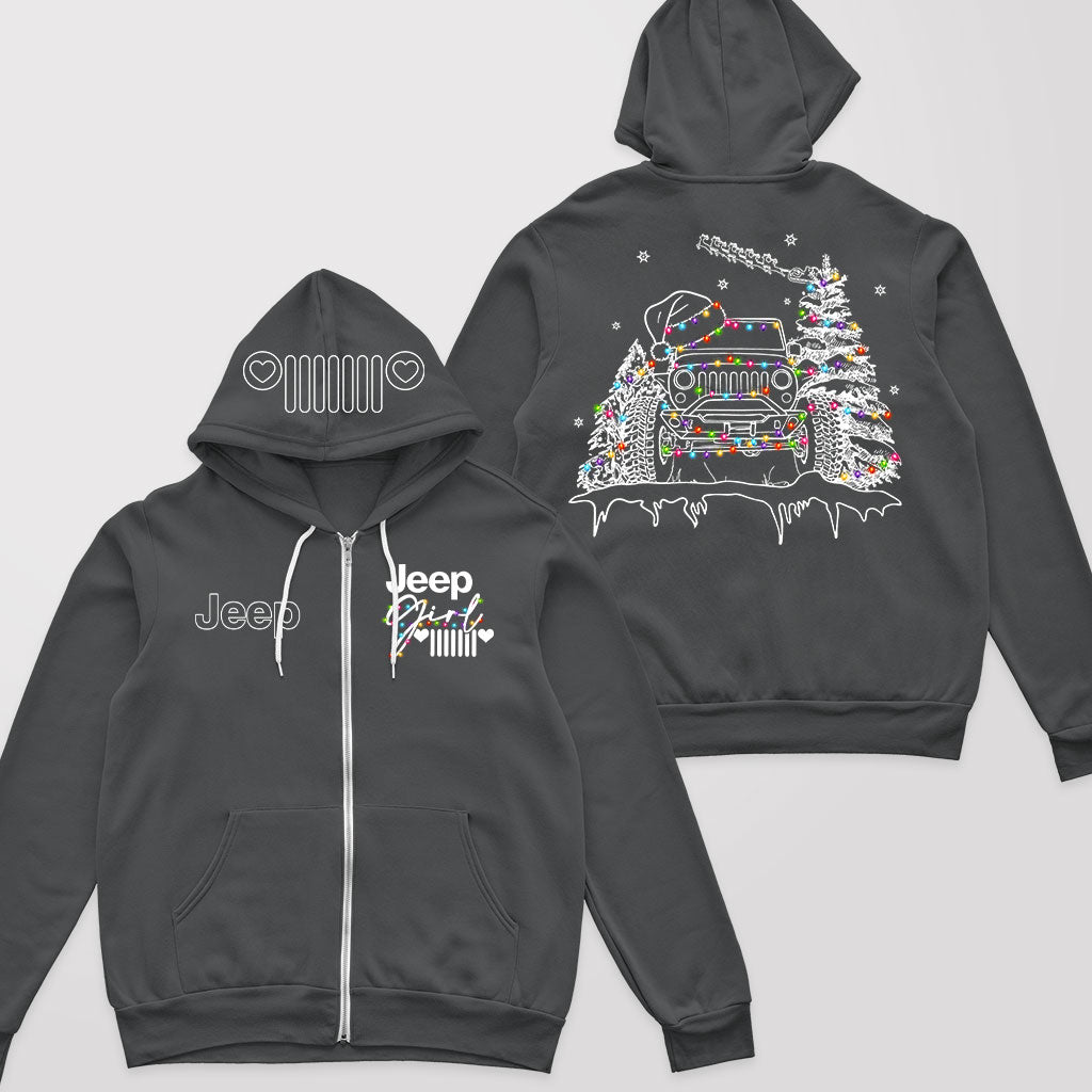 Jeep Girl Grille Icon Christmas Zip Hoodie Supler Store