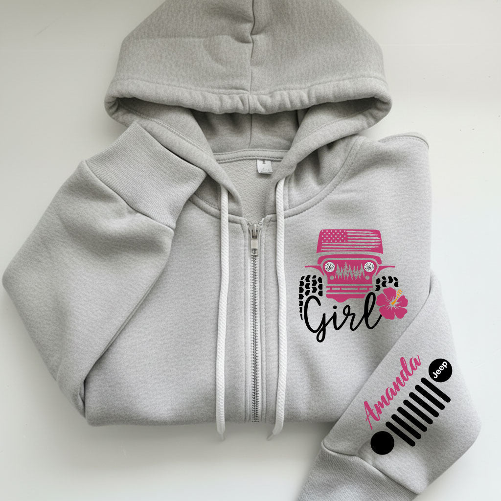 Personalized Jeep Girl Flower Zip Hoodie Supler Store