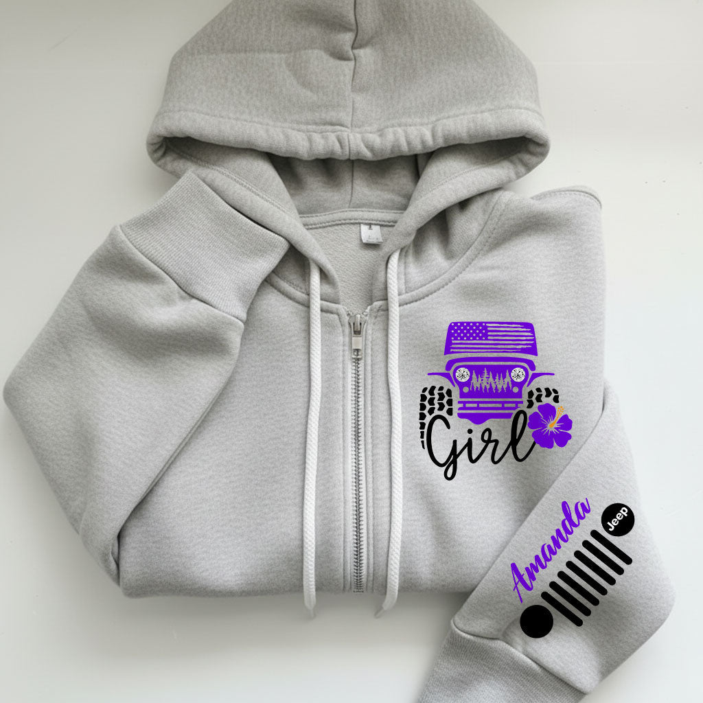 Personalized Jeep Girl Flower Zip Hoodie Supler Store