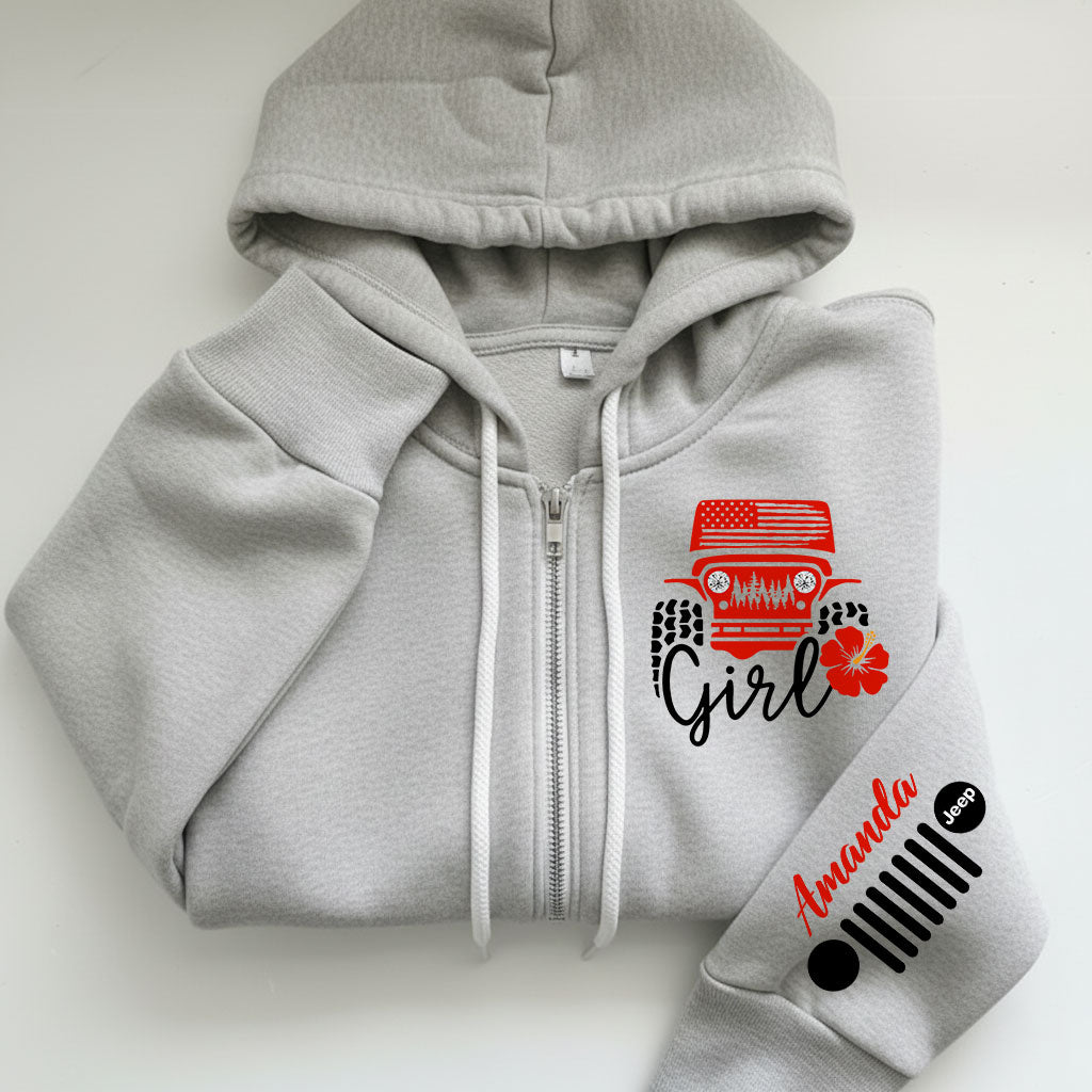 Personalized Jeep Girl Flower Zip Hoodie Supler Store