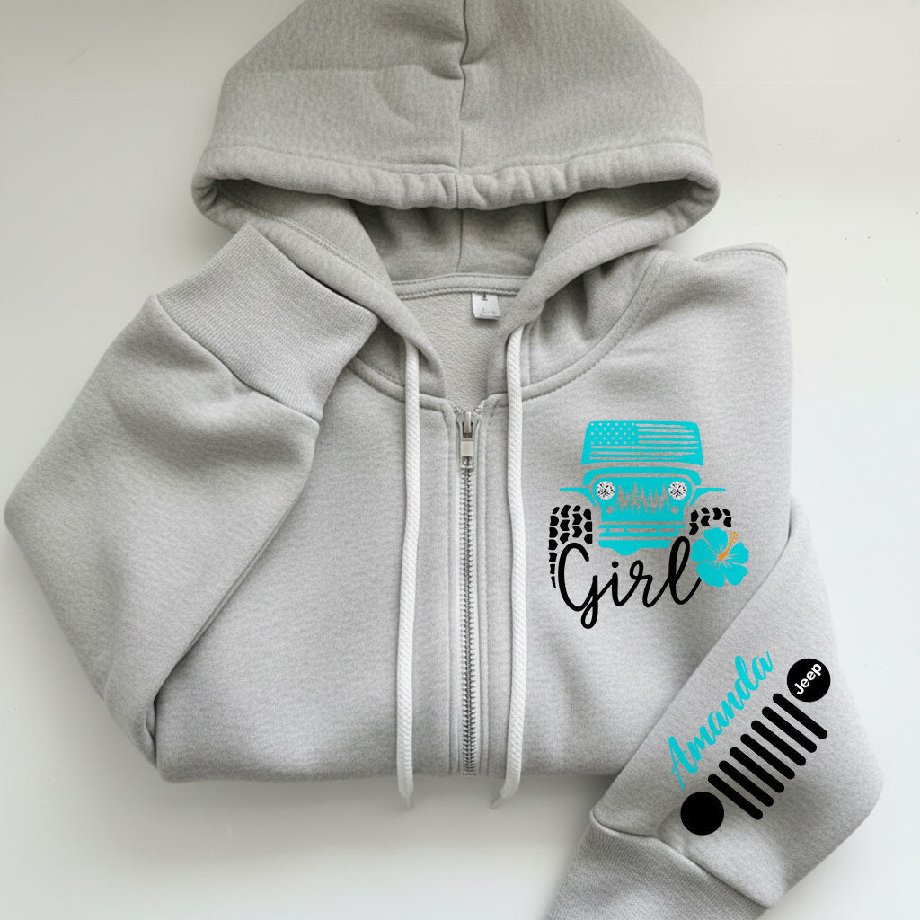 Personalized Jeep Girl Flower Zip Hoodie Supler Store