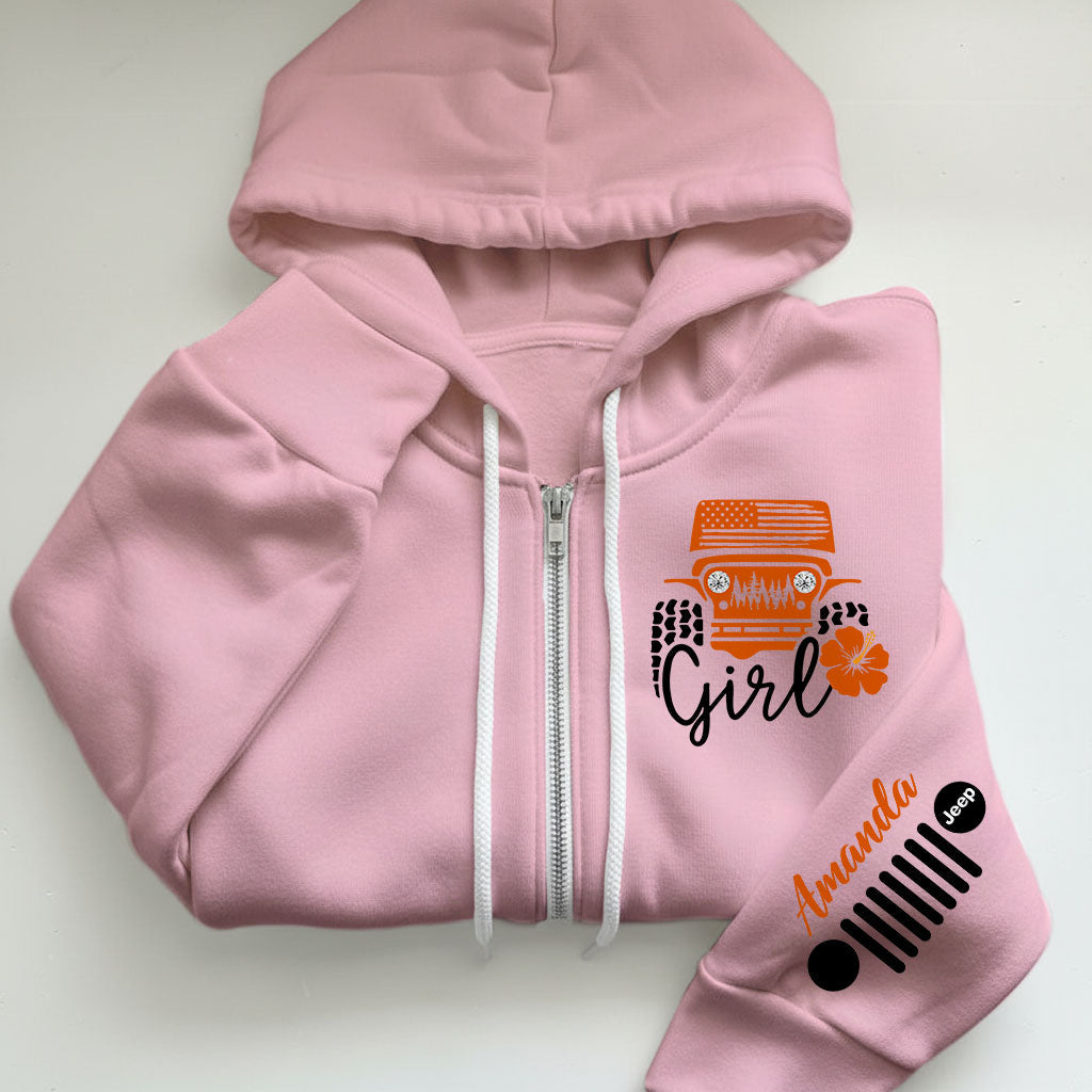 Personalized Jeep Girl Flower Zip Hoodie Supler Store