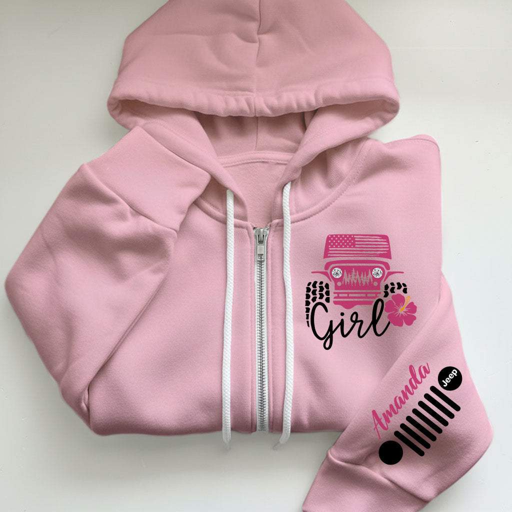 Personalized Jeep Girl Flower Zip Hoodie Supler Store