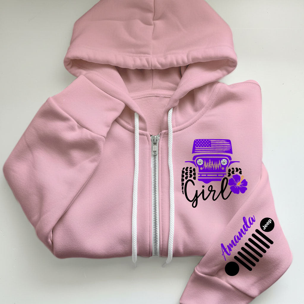 Personalized Jeep Girl Flower Zip Hoodie Supler Store