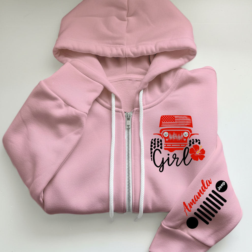 Personalized Jeep Girl Flower Zip Hoodie Supler Store