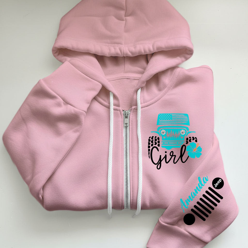 Personalized Jeep Girl Flower Zip Hoodie Supler Store