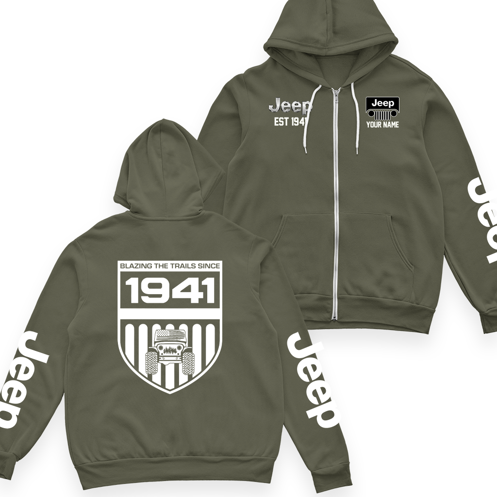 Personalized Jeep Blazing The Trails Since 1941 Fleece Zip Jacket Supler Store