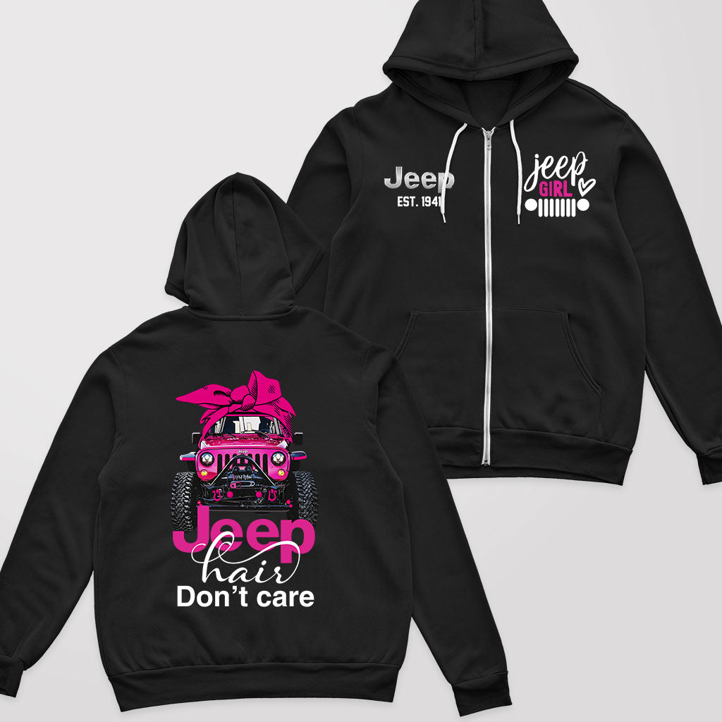 Jeep Hair Don't Care Est 1941 Fleece Zip Hoodie Supler Store