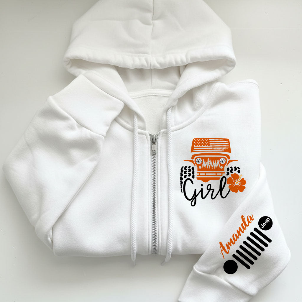 Personalized Jeep Girl Flower Zip Hoodie Supler Store