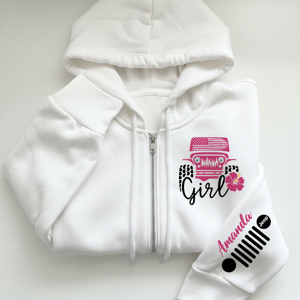 Personalized Jeep Girl Flower Zip Hoodie Supler Store