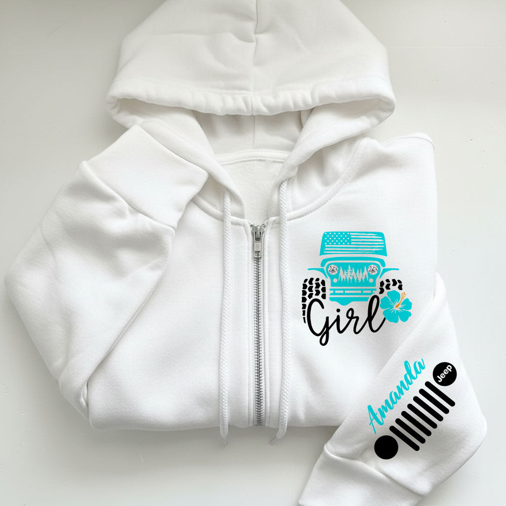 Personalized Jeep Girl Flower Zip Hoodie Supler Store