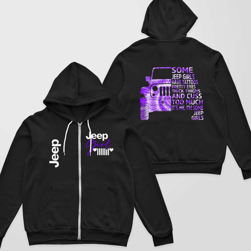 Some Jeep Girls Have Tattoos Tie-Dye Print Zip Hoodie Supler Store