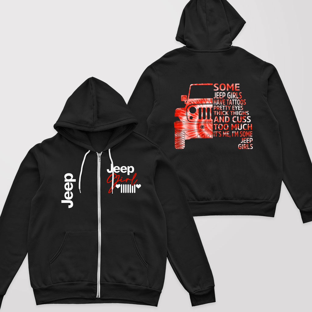 Some Jeep Girls Have Tattoos Tie-Dye Print Zip Hoodie Supler Store