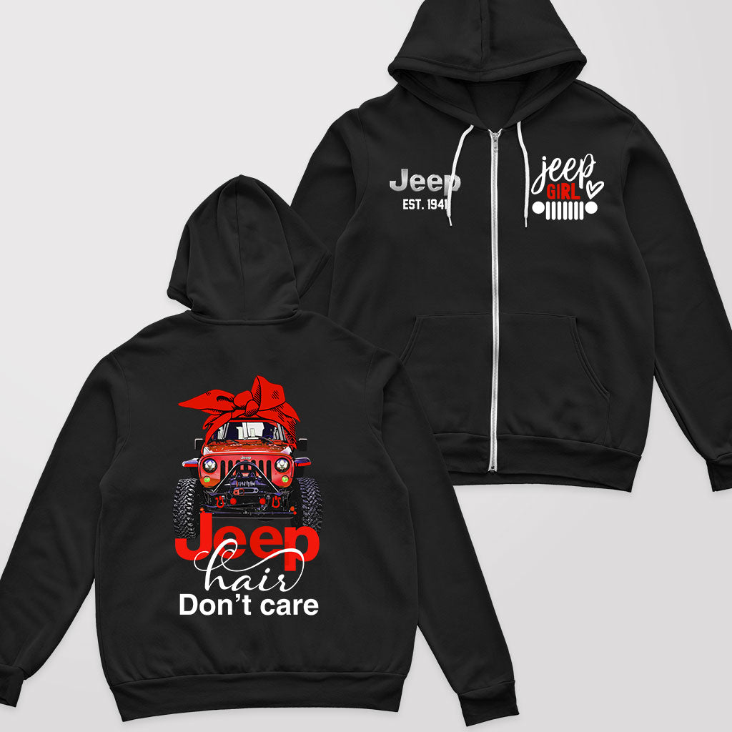 Jeep Hair Don't Care Est 1941 Fleece Zip Hoodie Supler Store
