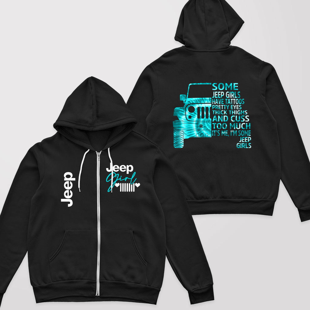 Some Jeep Girls Have Tattoos Tie-Dye Print Zip Hoodie Supler Store