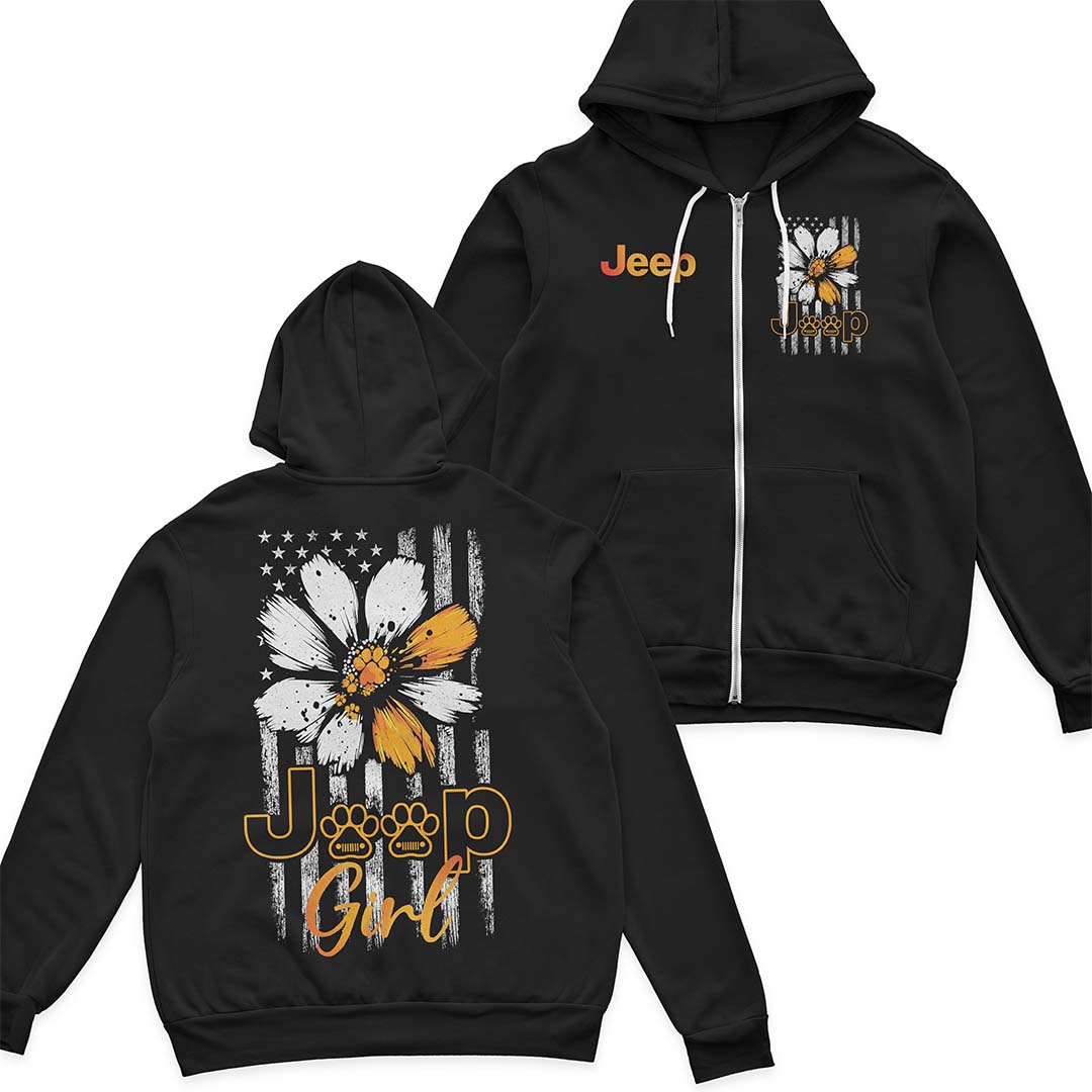 Jeep Dog Girl Sunflower Quarter Zip Hoodie Supler Store