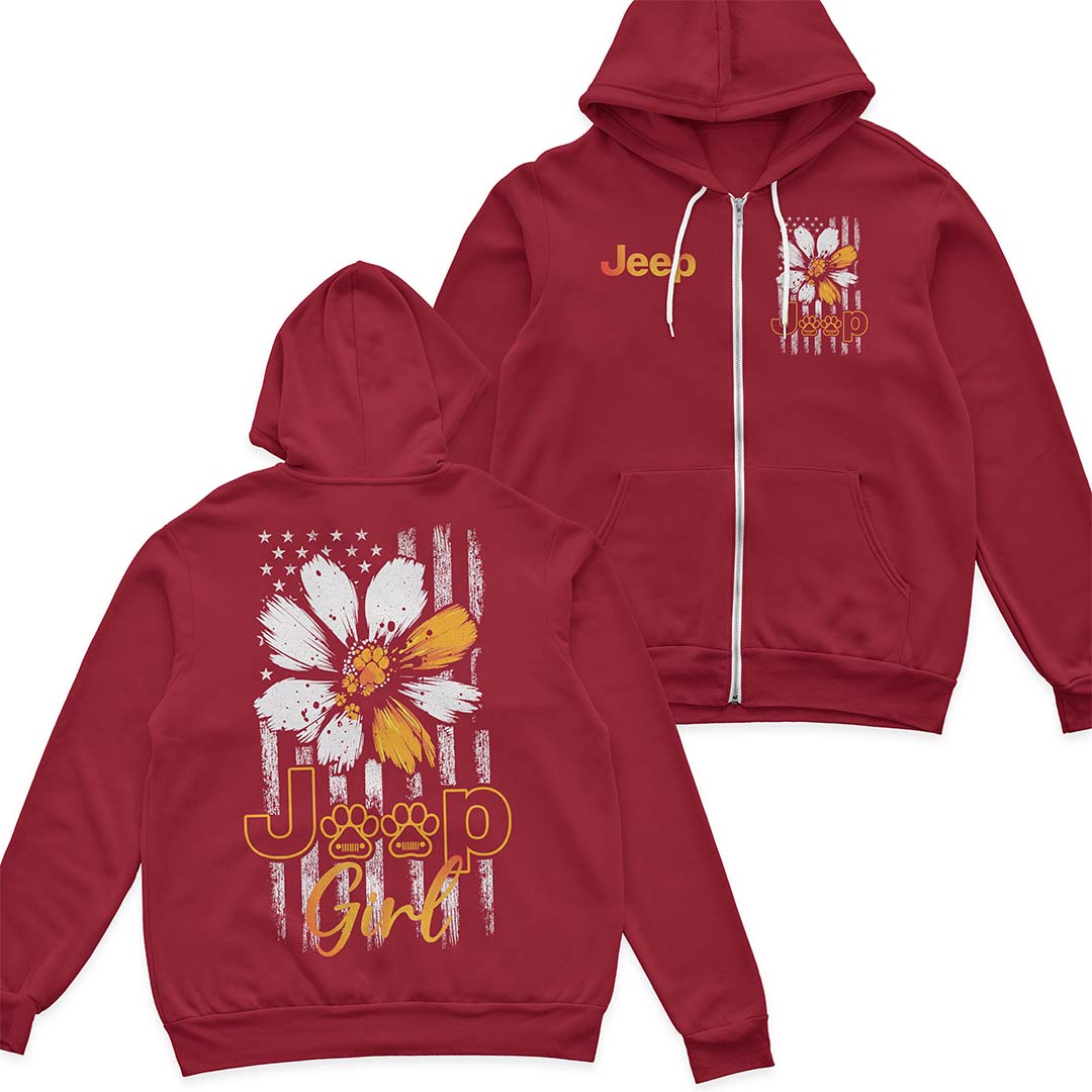 Jeep Dog Girl Sunflower Quarter Zip Hoodie Supler Store