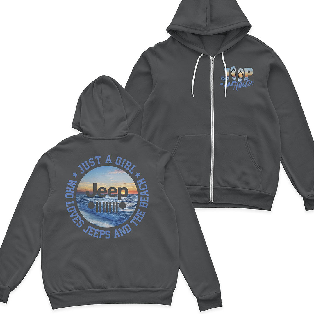 Just a Girl Who Loves Jeeps and The Beach Hoodie Supler Store