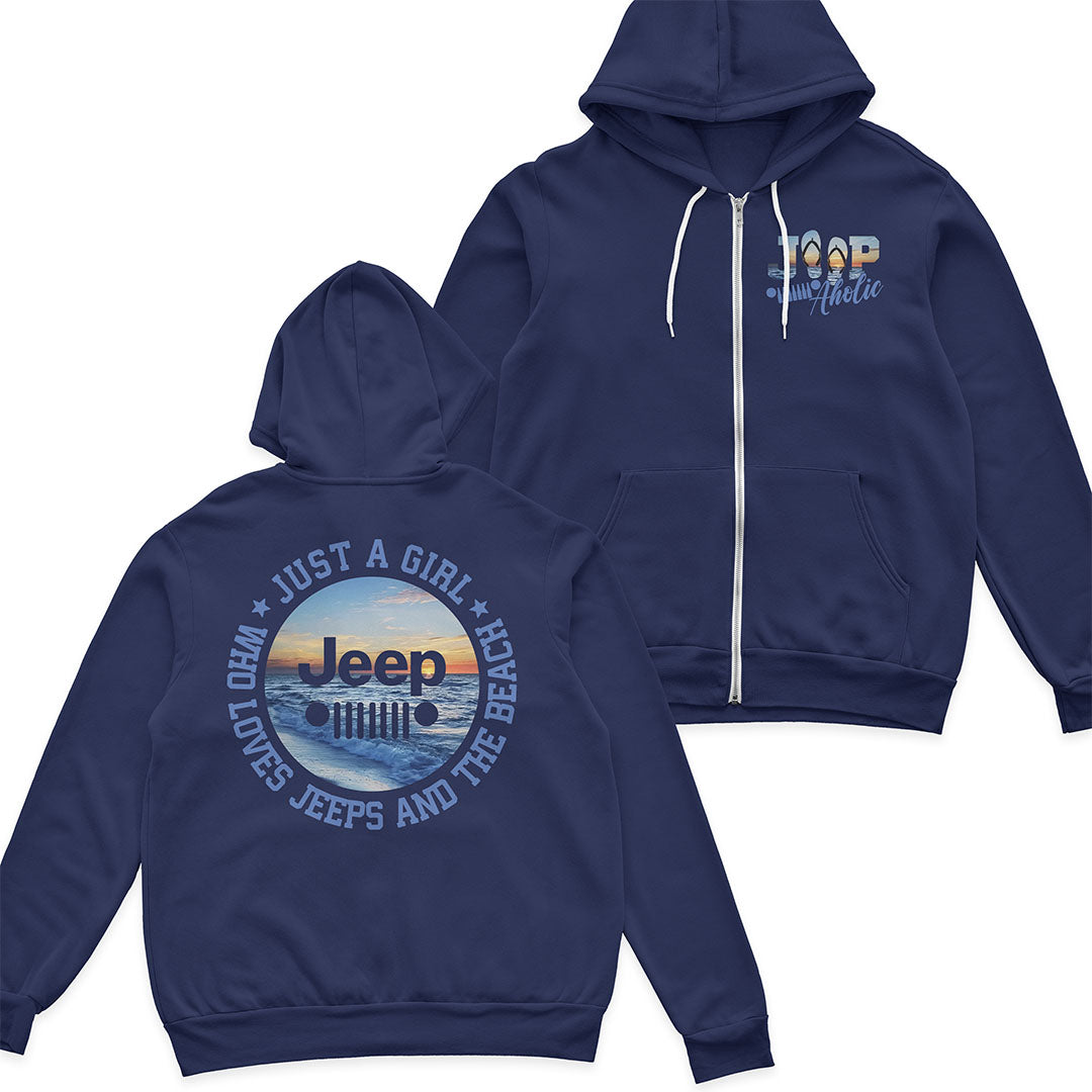 Just a Girl Who Loves Jeeps and The Beach Hoodie Supler Store