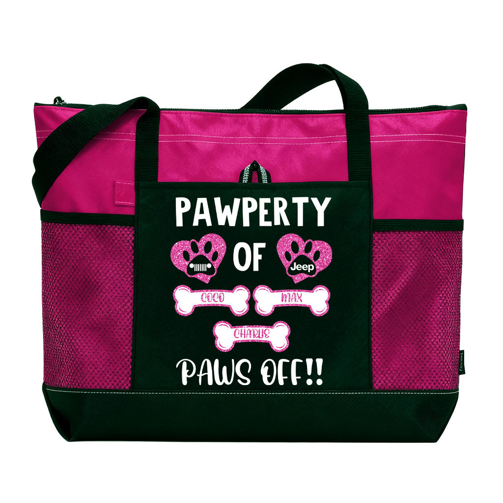 Personalized Jeep Pawperty of Dogs Name Tote Bag Supler Store