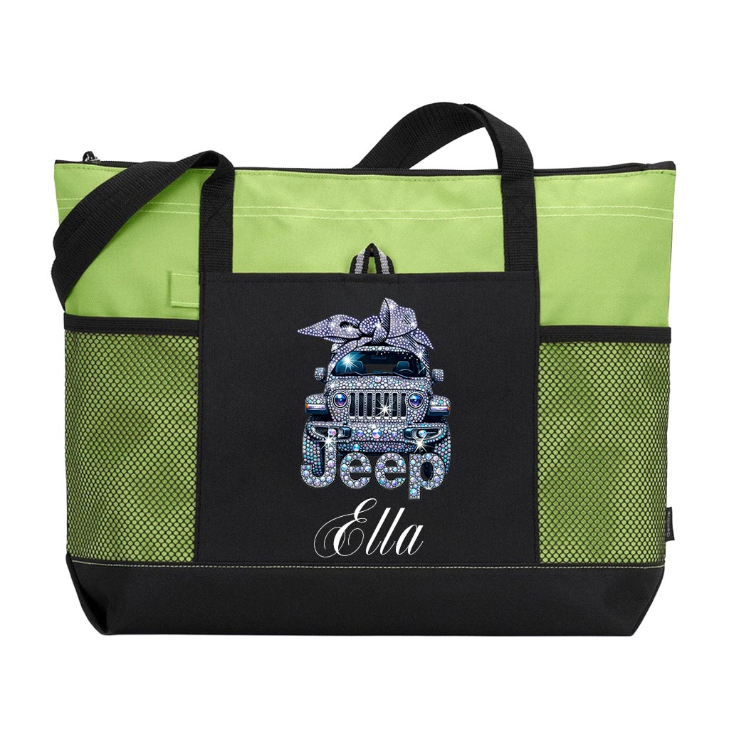 Personalized Jeep Sparkle Rhinestone Tote Bag Supler Store