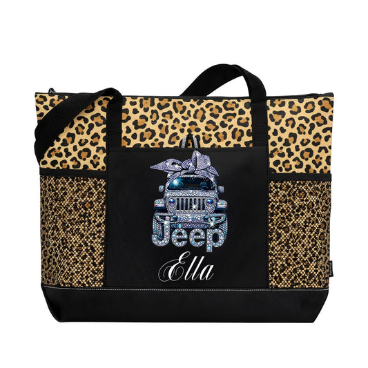 Personalized Jeep Sparkle Rhinestone Tote Bag Supler Store