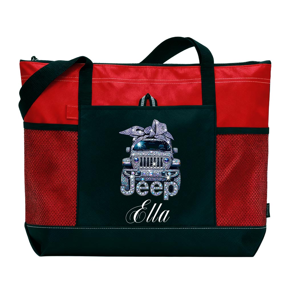 Personalized Jeep Sparkle Rhinestone Tote Bag Supler Store
