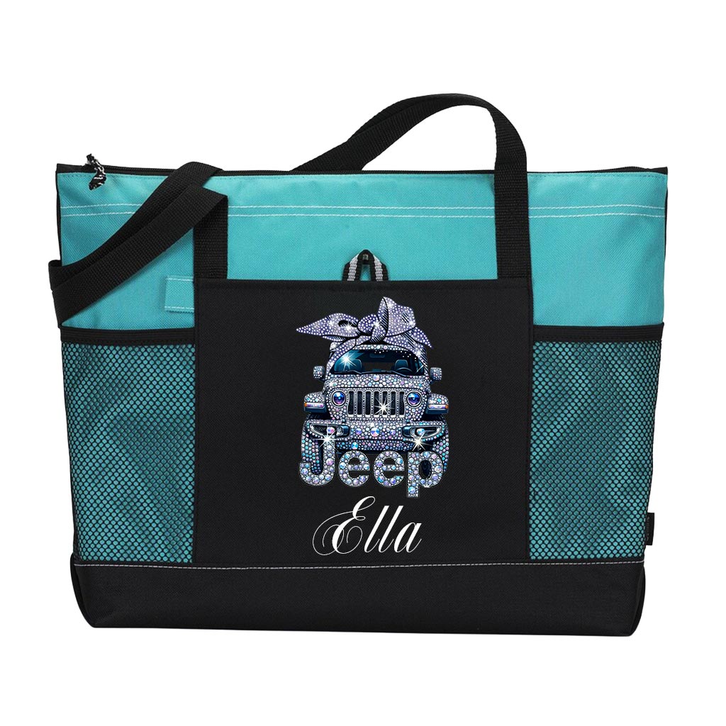 Personalized Jeep Sparkle Rhinestone Tote Bag Supler Store