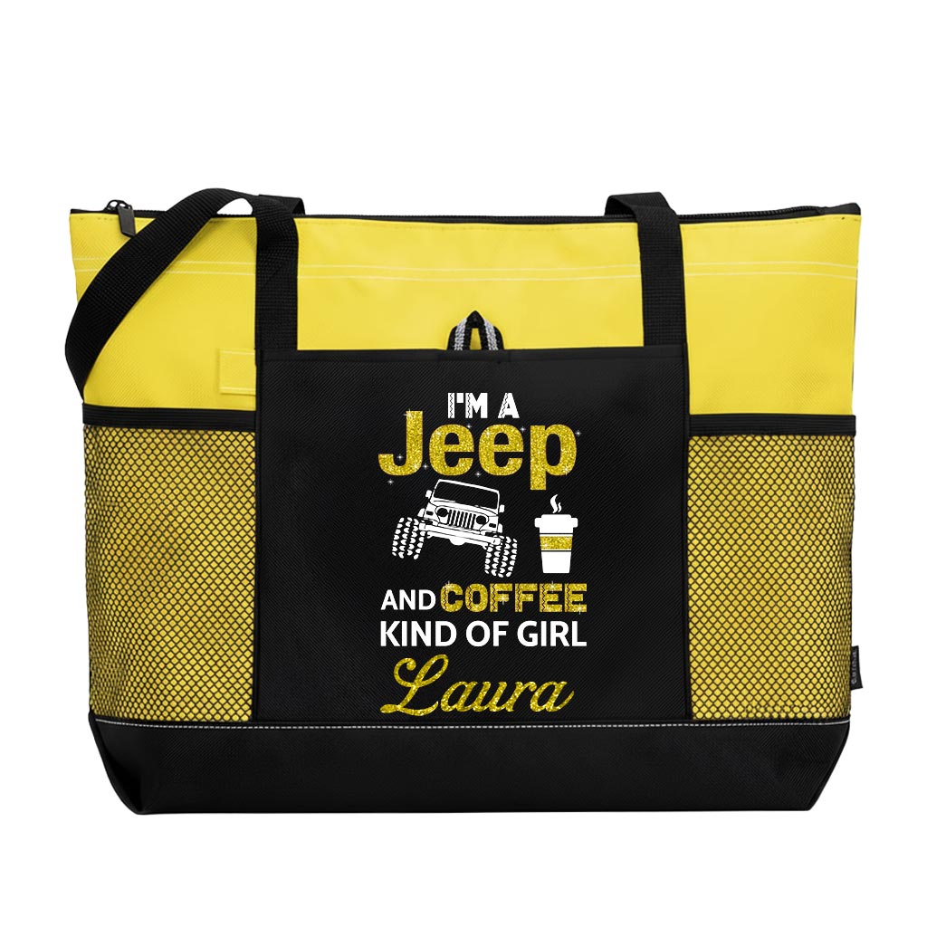 Personlaized I'm A Jeep And Coffee Kinda Girl Tote Bag Supler Store
