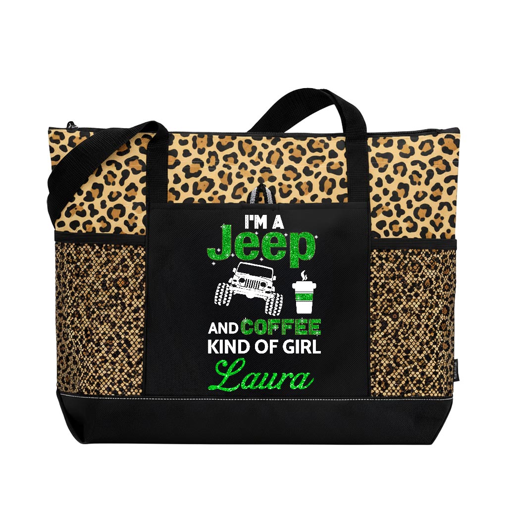 Personlaized I'm A Jeep And Coffee Kinda Girl Tote Bag Supler Store