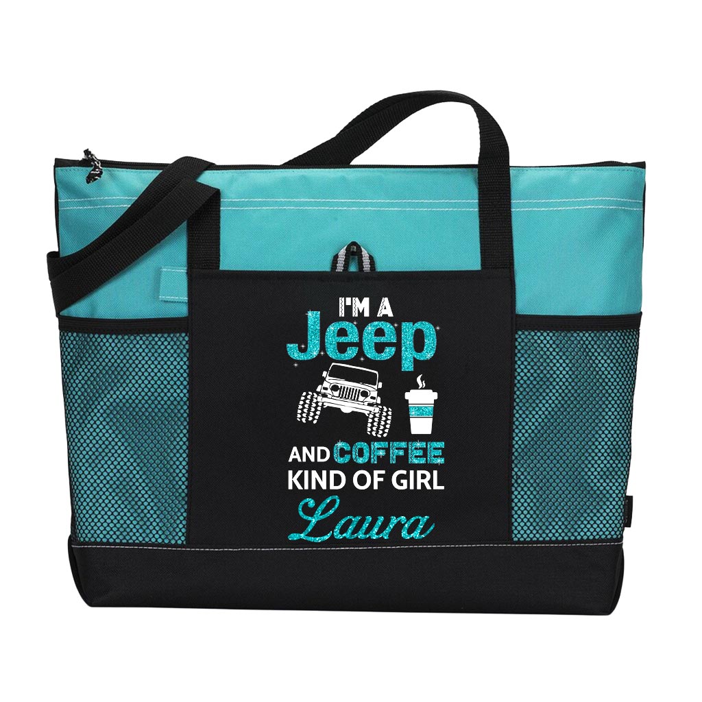 Personlaized I'm A Jeep And Coffee Kinda Girl Tote Bag Supler Store