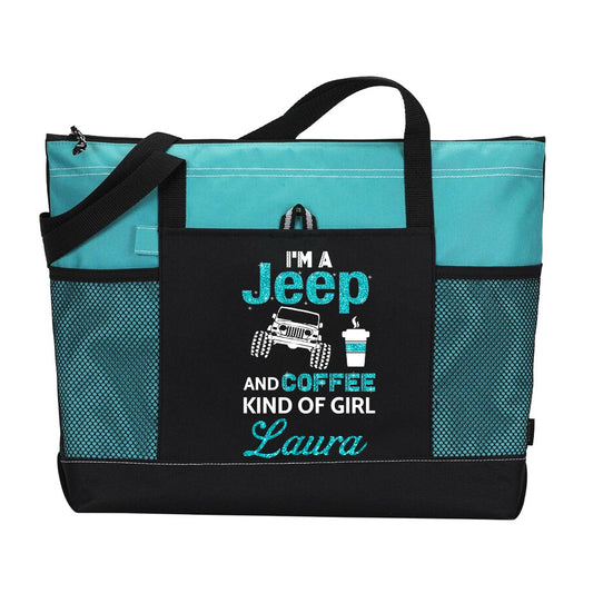 Personlaized I'm A Jeep And Coffee Kinda Girl Tote Bag Supler Store