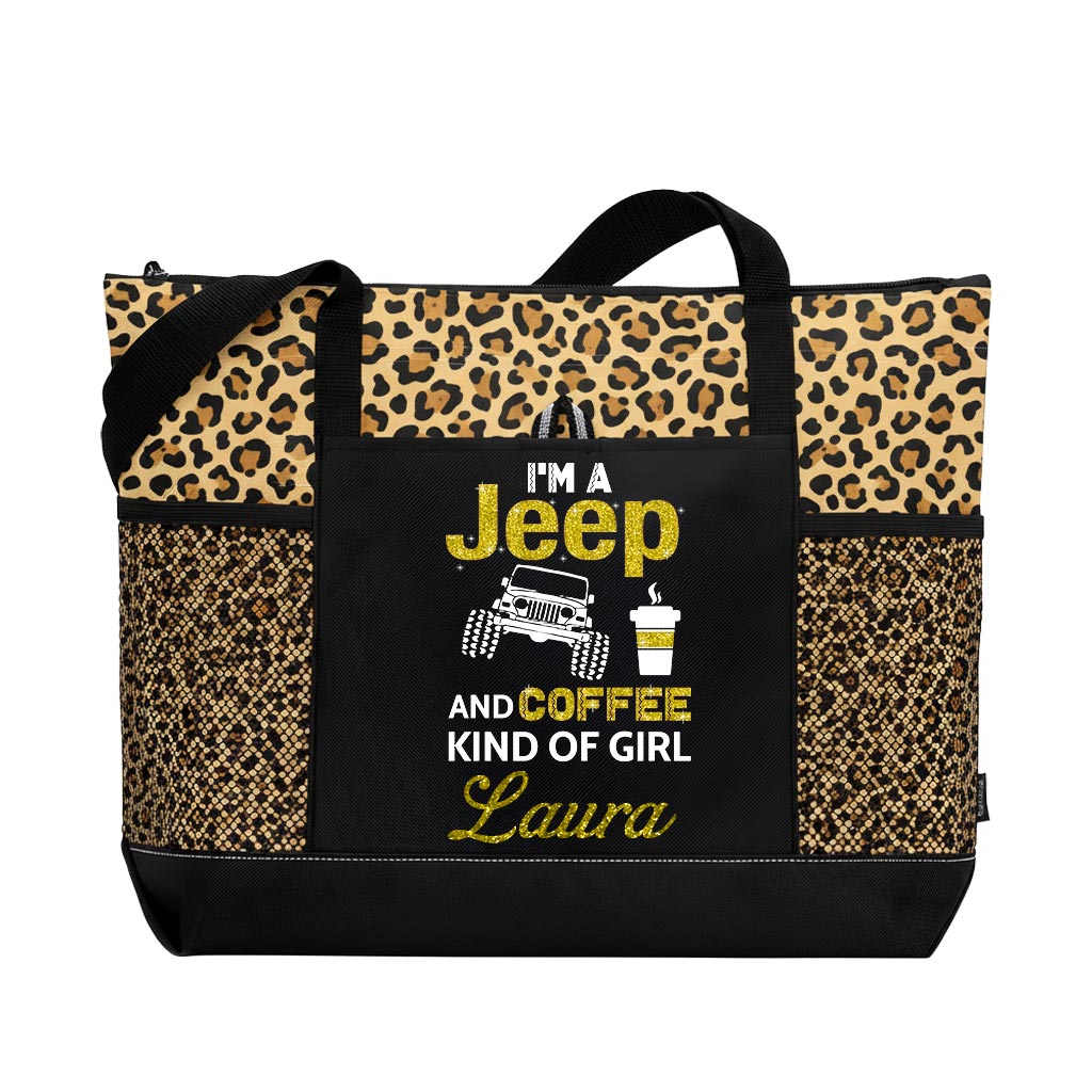 Personlaized I'm A Jeep And Coffee Kinda Girl Tote Bag Supler Store