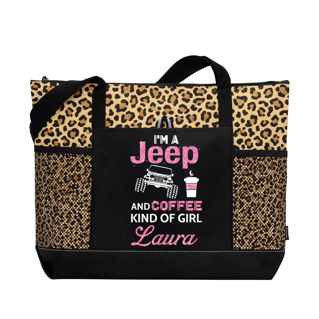 Personlaized I'm A Jeep And Coffee Kinda Girl Tote Bag Supler Store