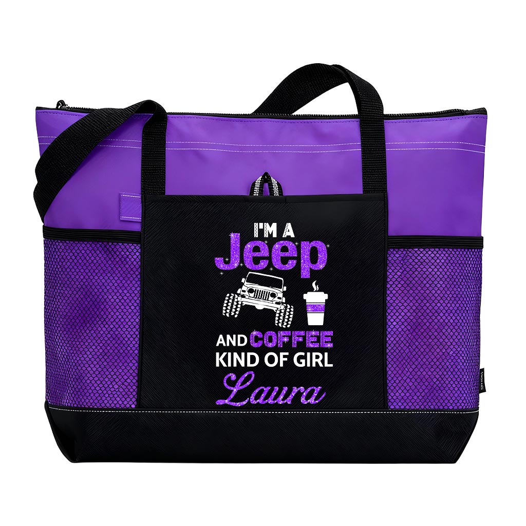 Personlaized I'm A Jeep And Coffee Kinda Girl Tote Bag Supler Store