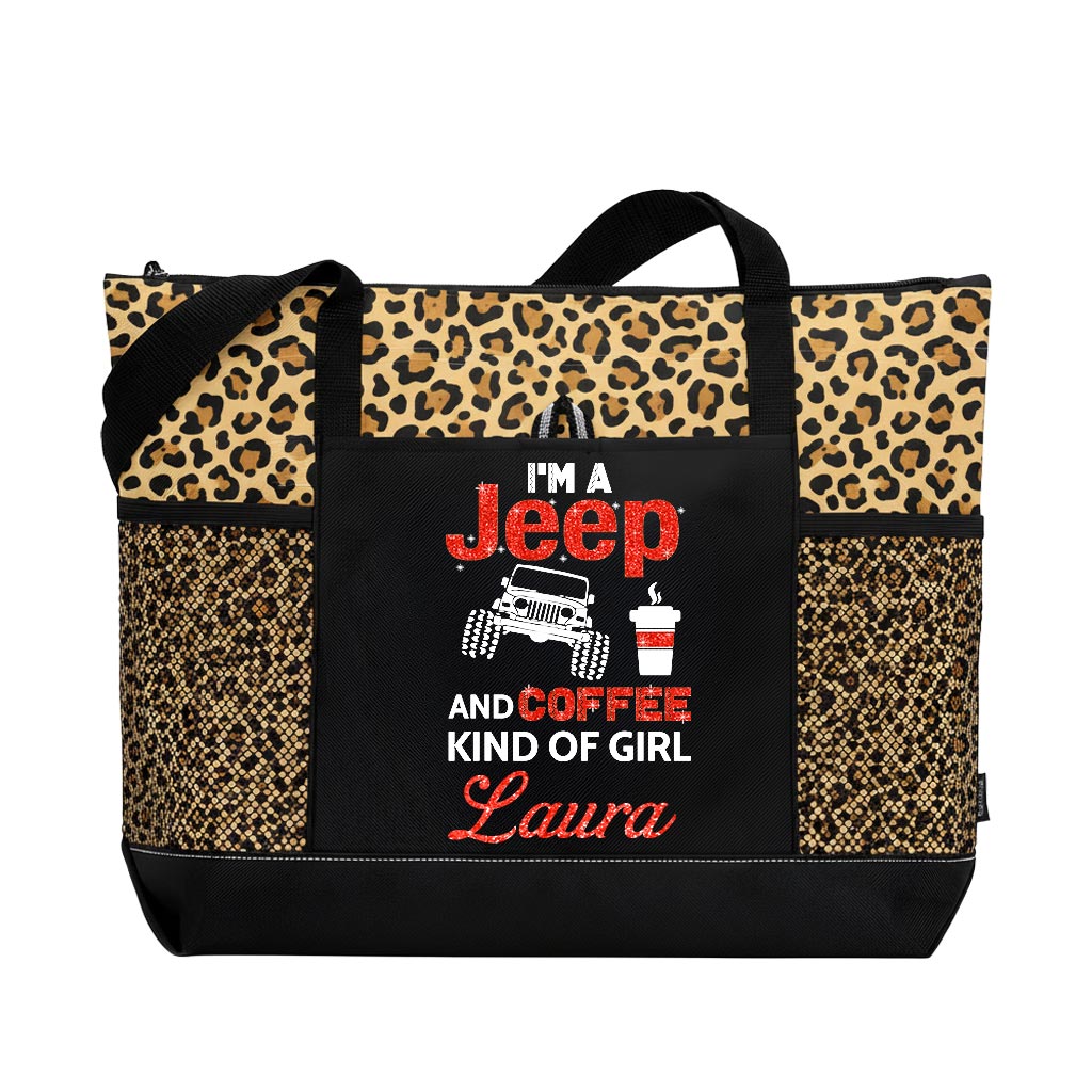 Personlaized I'm A Jeep And Coffee Kinda Girl Tote Bag Supler Store