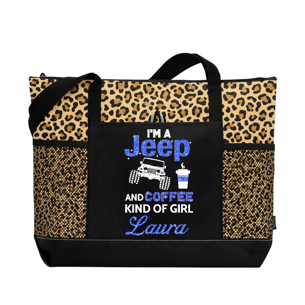 Personlaized I'm A Jeep And Coffee Kinda Girl Tote Bag Supler Store