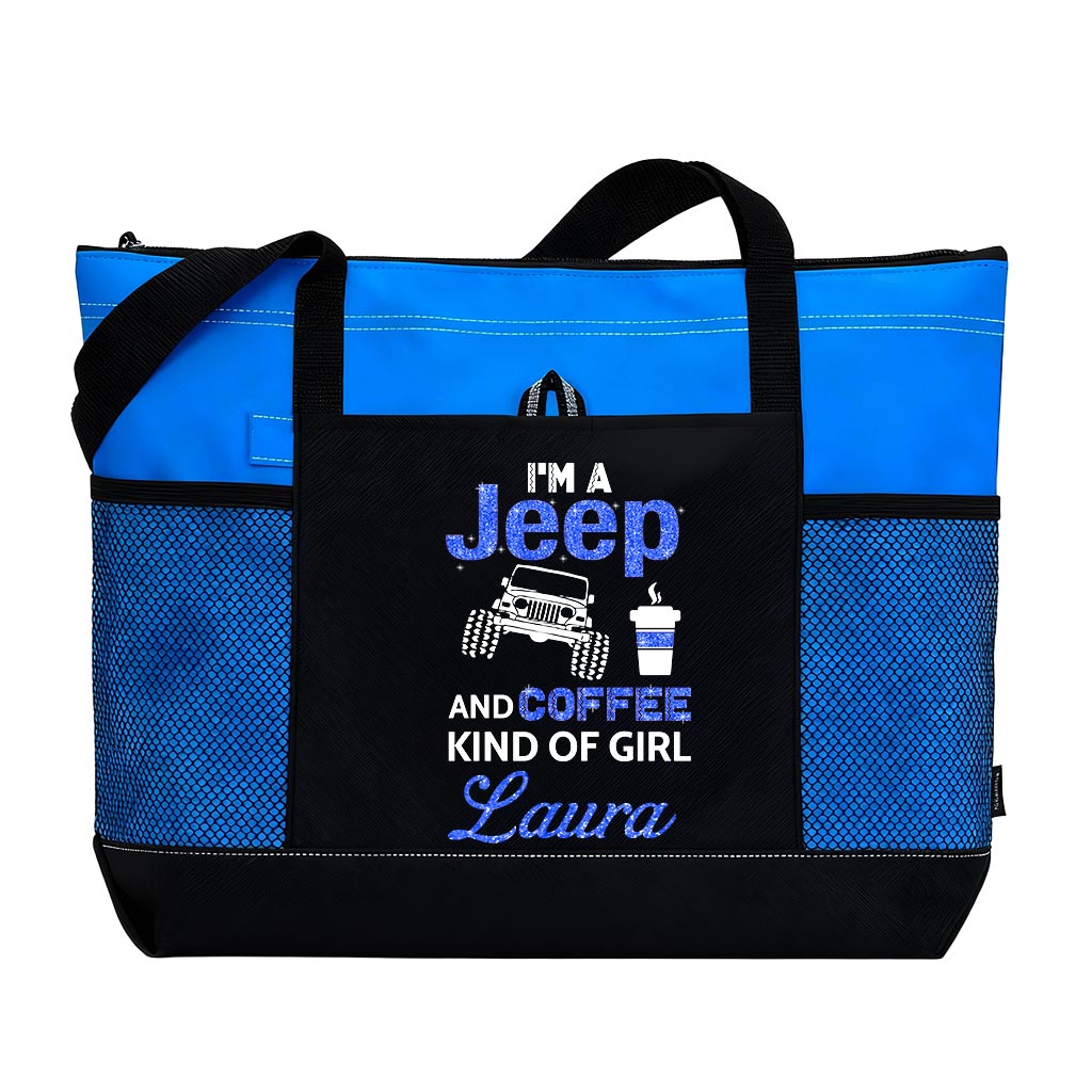 Personlaized I'm A Jeep And Coffee Kinda Girl Tote Bag Supler Store