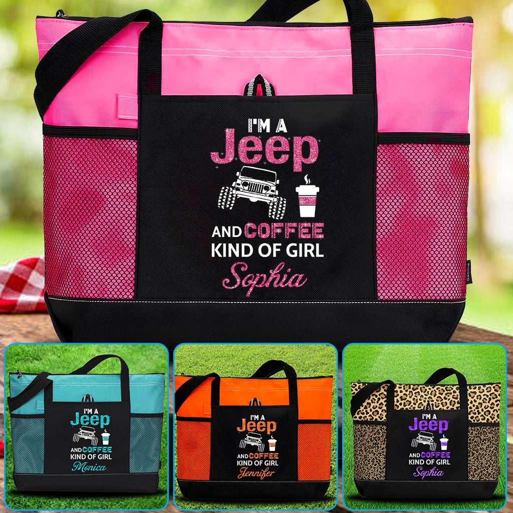 Personlaized I'm A Jeep And Coffee Kinda Girl Tote Bag Supler Store