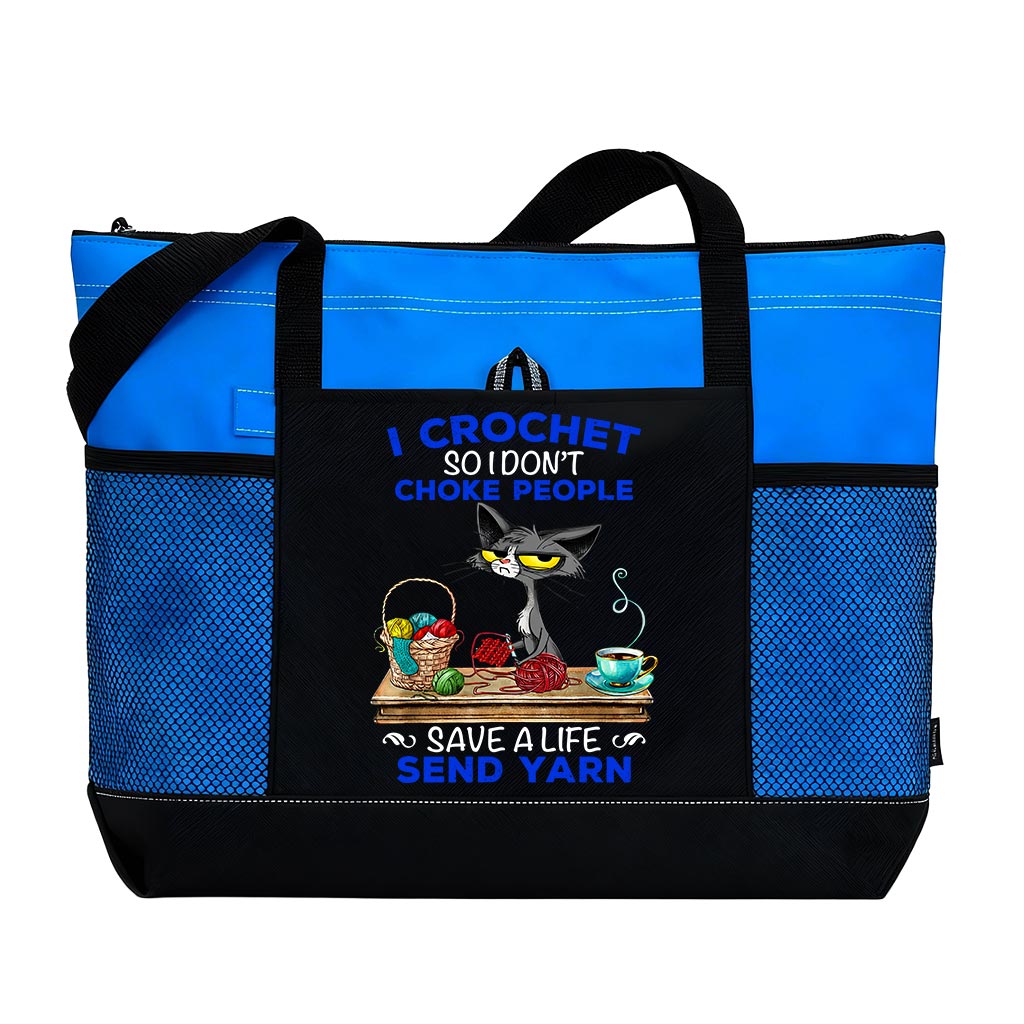 I Crochet So I Don't Choke People Cat Yarn Tote Bag Supler Store