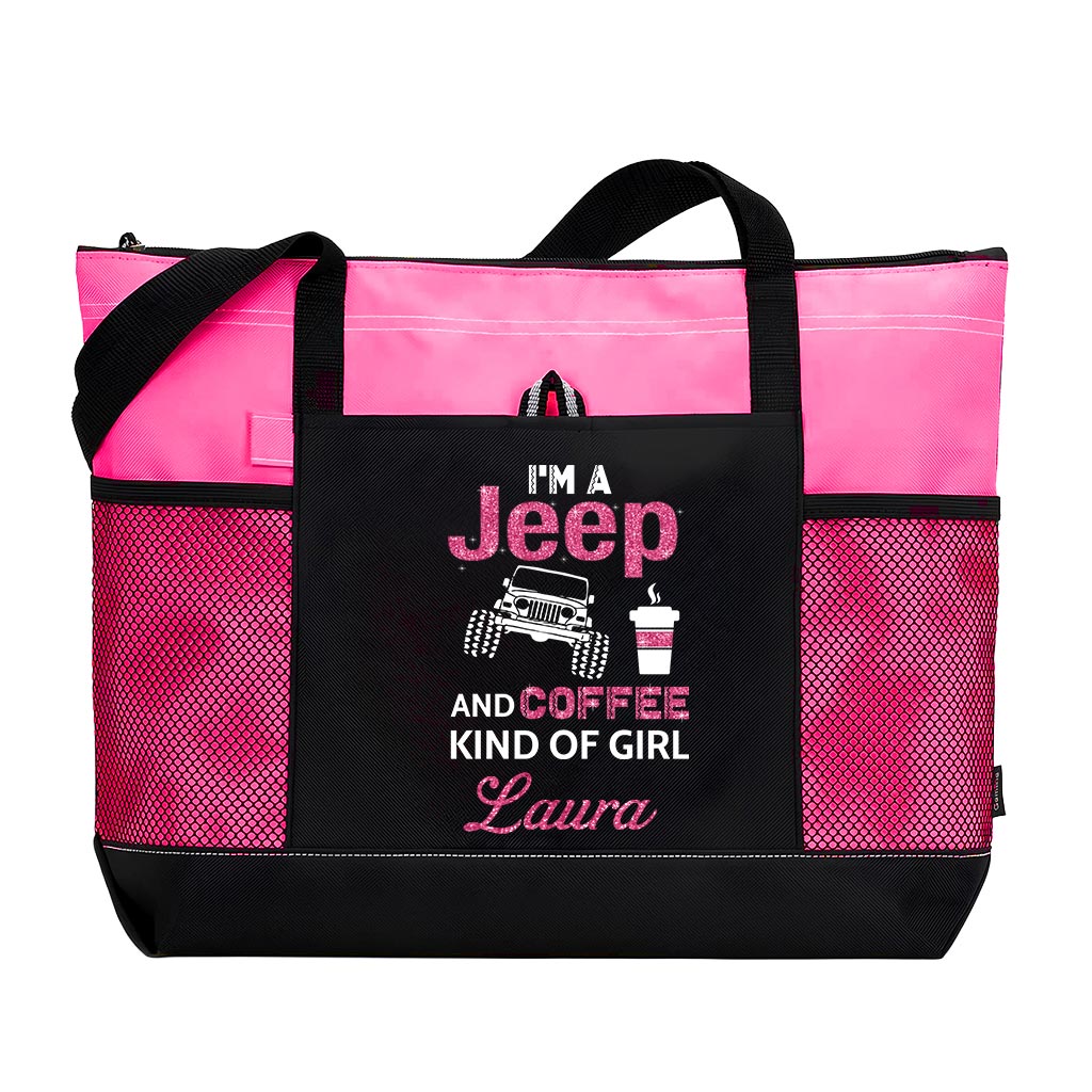Personlaized I'm A Jeep And Coffee Kinda Girl Tote Bag Supler Store