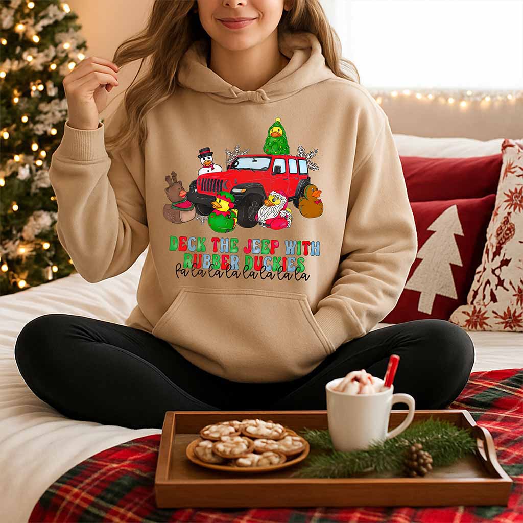 Deck The Jeep With Rubber Duckies Christmas T-Shirt Hoodie Supler Store