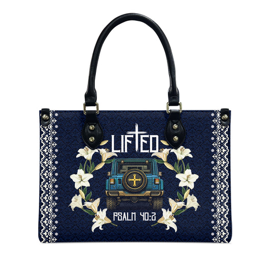 Jeep Lifted Psalm 40:2 Leather Handbag