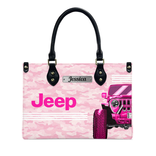 Personalized Jeep Girl Camo Zipper Leather Handbag