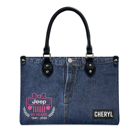 Jeep Girl 85th Anniversary Faux Denim Personalized Leather Handbag