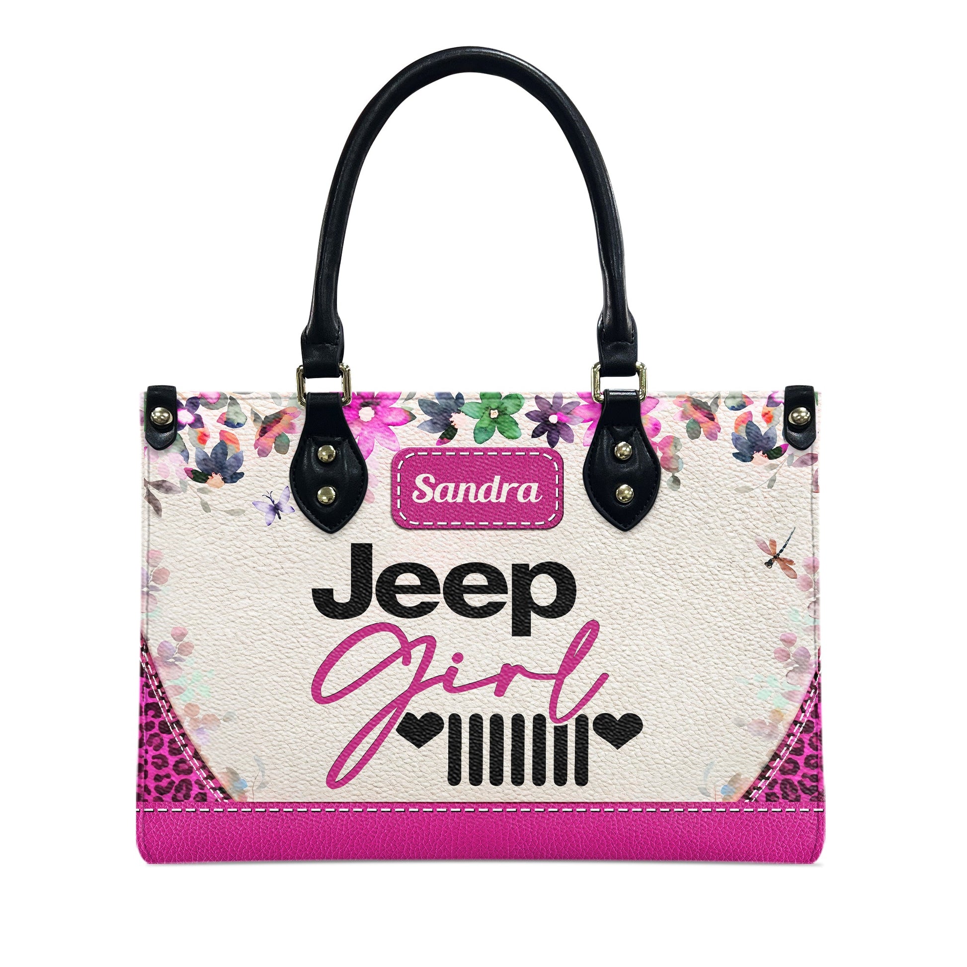 Personalized Jeep Girl Heart Grille Leather Handbag